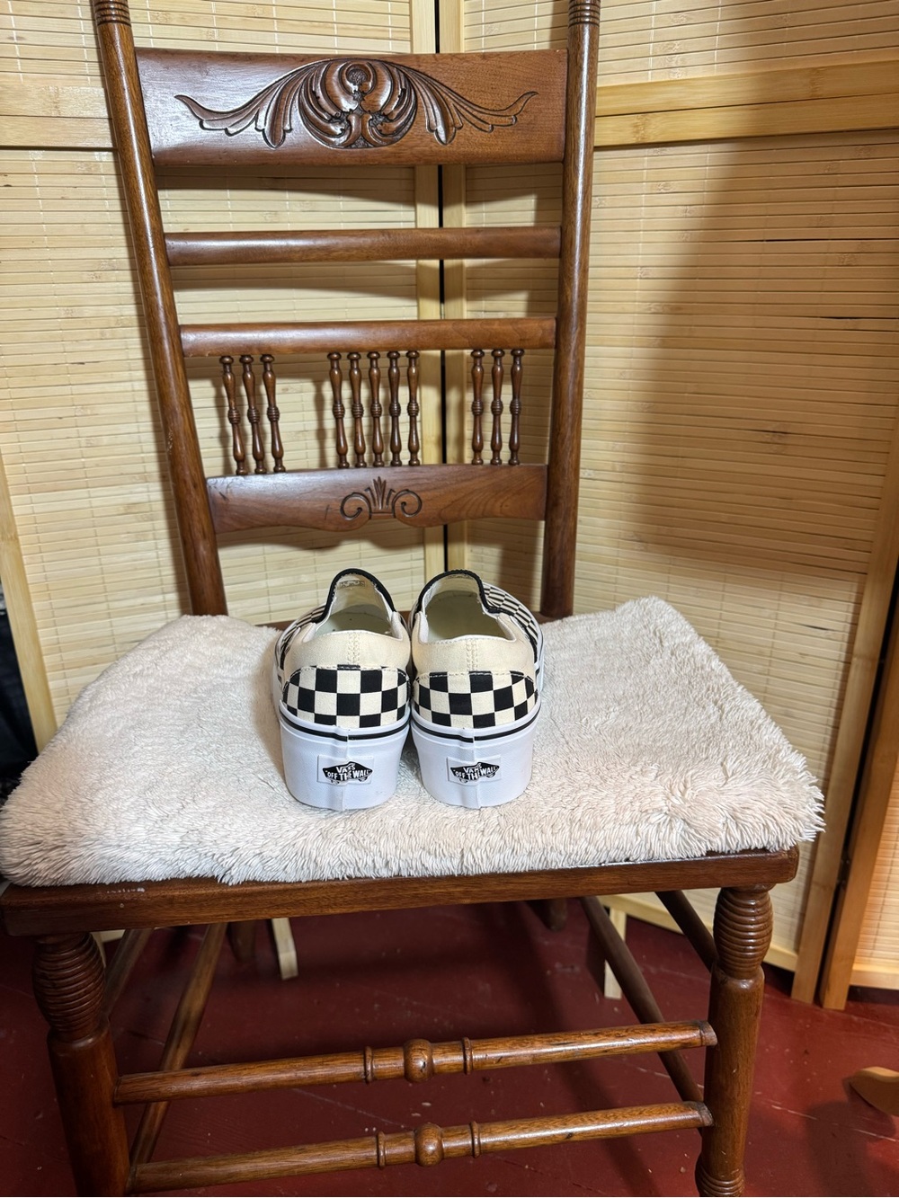 Vans Black & White Checkerboard Slip-On Platform Sneakers - Picture 4 of 6